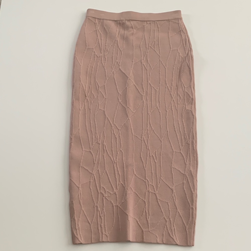 Jonathan Simkhai Blush Pink Textured Intarsia Knit Midi Pencil Skirt Small - Picture 6 of 8